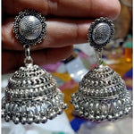 Thumbnail for Oxidized Designer Crafted Traditional Jhumka Brass Jhumki Earrings