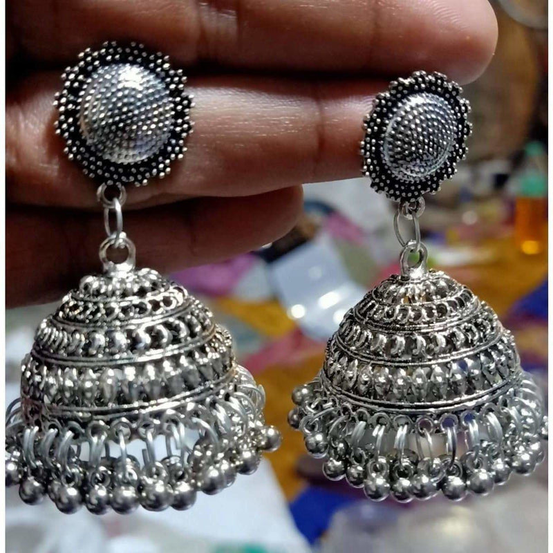 Oxidized Designer Crafted Traditional Jhumka Brass Jhumki Earrings