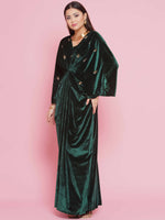 Thumbnail for Women Republic Green Velvet Hand Embellished Gown - Distacart