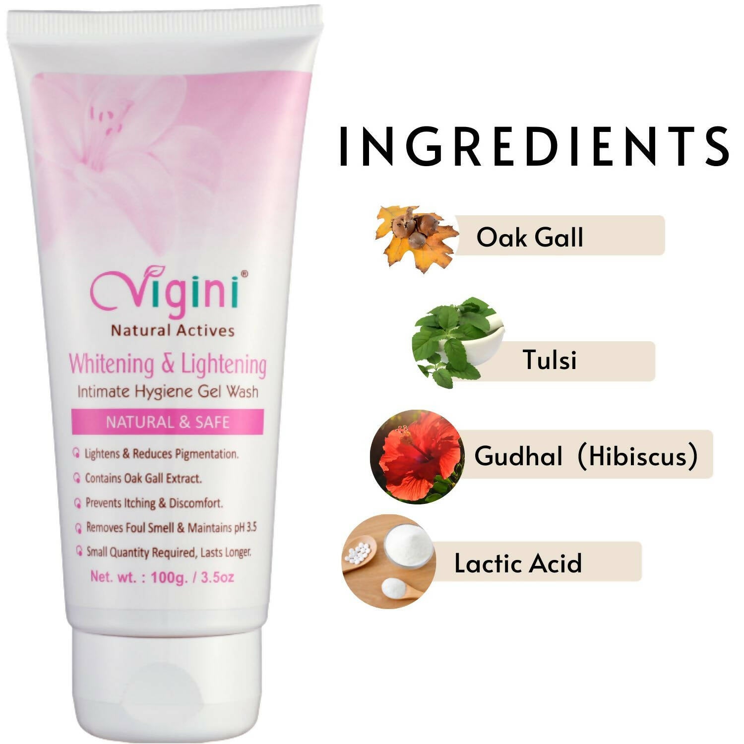 Vigini Natural Actives Vaginal Lightening Whitening Intimate Feminine Hygiene Gel Wash for Women - Distacart