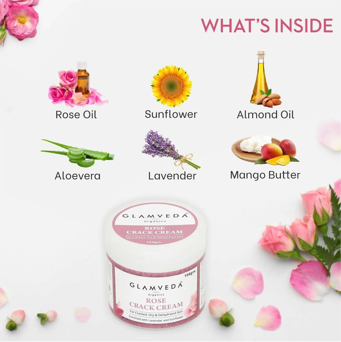Glamveda Rose Hand & Foot Crack Cream - Distacart