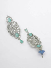 Thumbnail for NVR Women Silver Plated & Turquoise Cz Stone Handcrafted Jewellery Set - Distacart