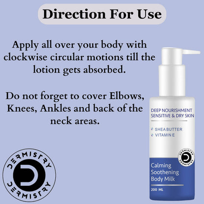 Dermistry Dry & Sensitive Skin Body Milk Lotion & Calming Face Wash - Distacart
