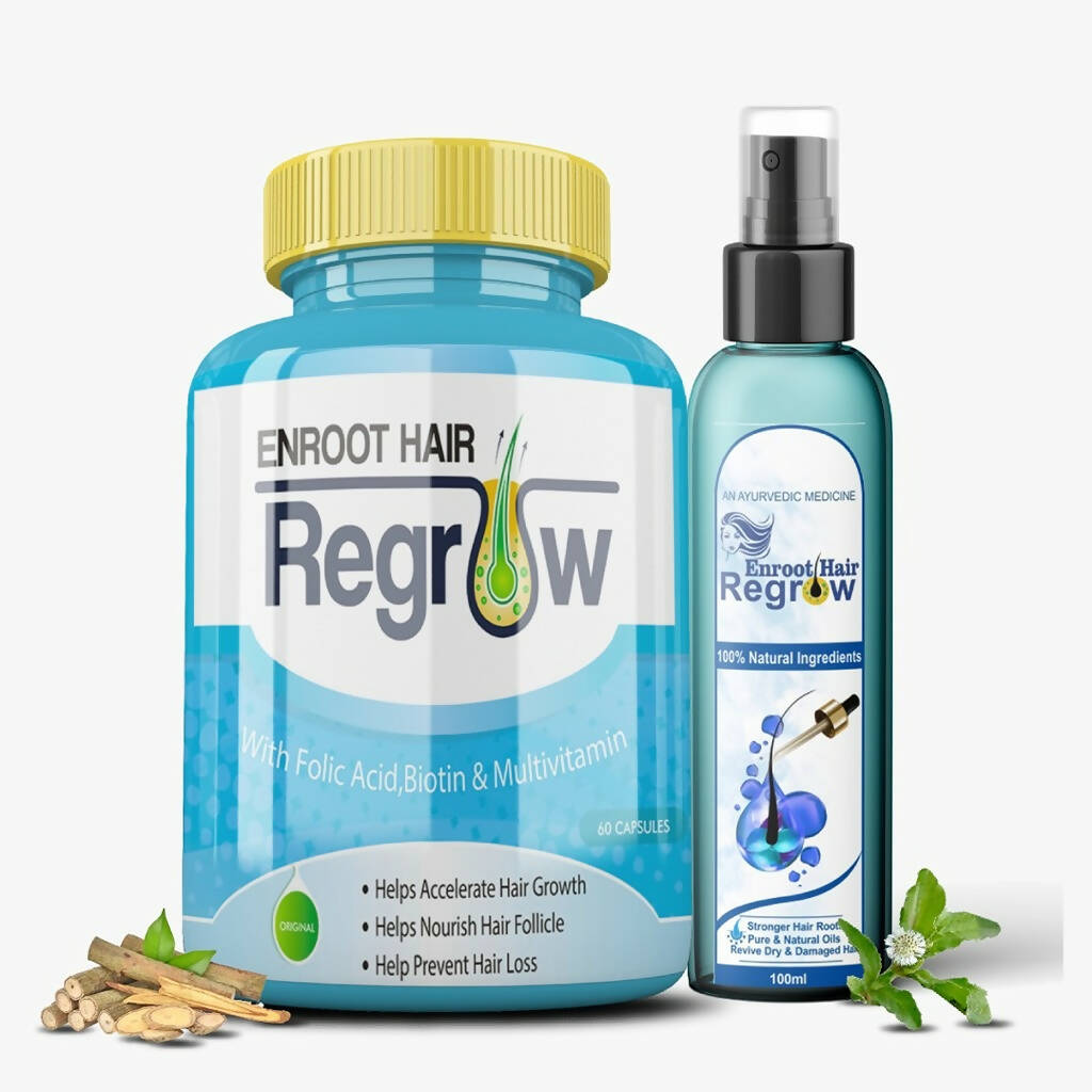 Divya Shree Enroot Hair Regrow Capsule & Oil Nourish & Cleanse Hair Kit - Distacart