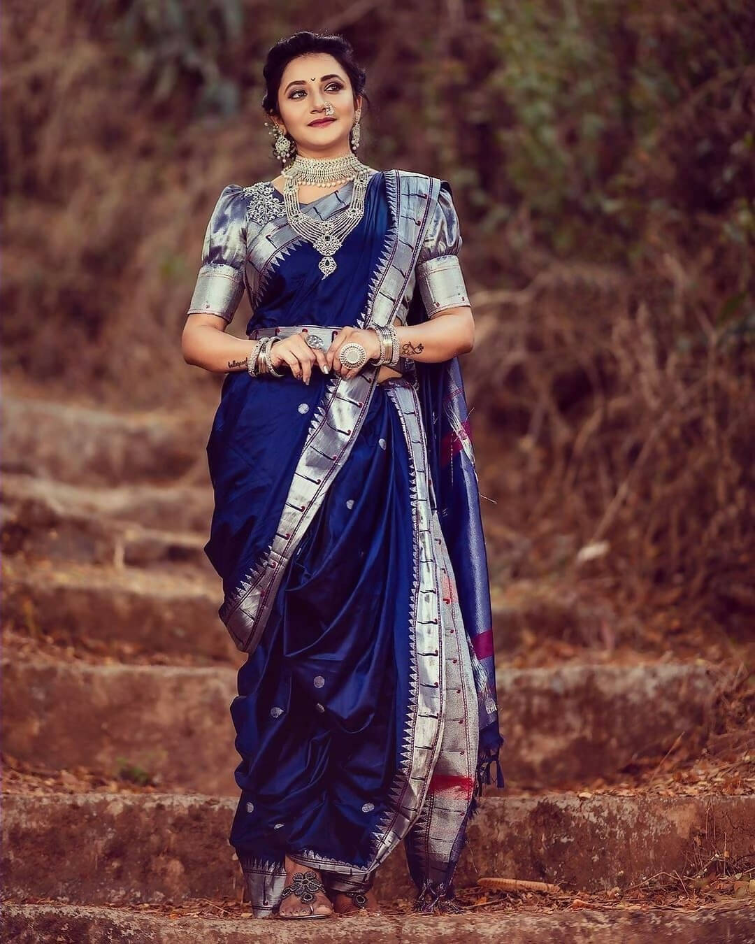 DEIANA'S Beautiful Golden Jari with New Design Soft Lichi Silk Saree - Blue - Distacart