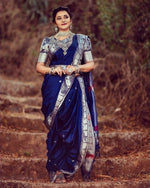 Thumbnail for DEIANA'S Beautiful Golden Jari with New Design Soft Lichi Silk Saree - Blue - Distacart