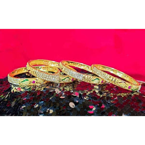 Mominos Fashion Trendy Gold Plated With American Diamond Bangles