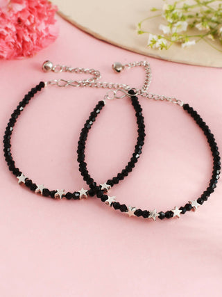 VOJ Women Black Color stainless steel Anklet - Distacart