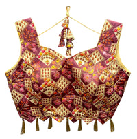 Thumbnail for Vamika Maroon Banglori Silk Digital Print And Embroidery Blouse - Distacart