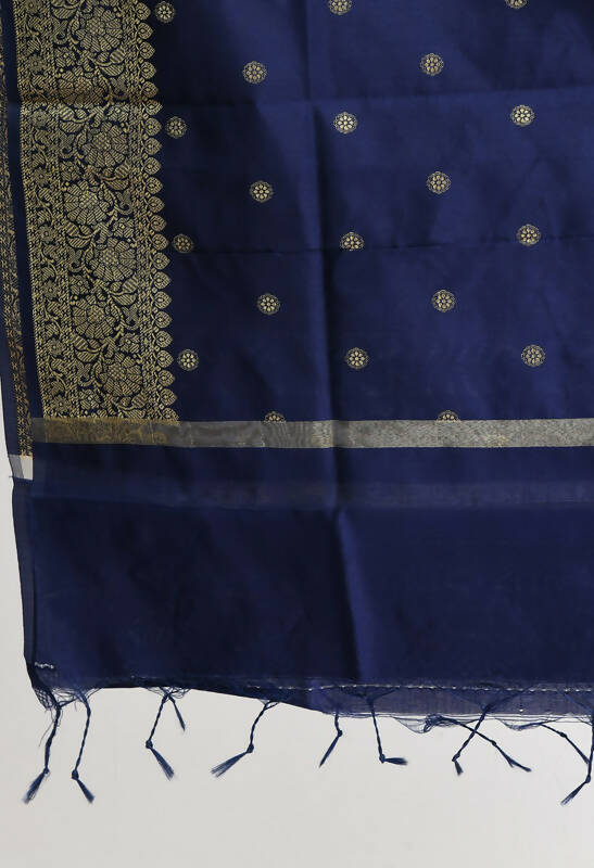 Mominos Fashion Moeza Women's Banarsi Silk Woven Design Navy Blue Dupatta - Distacart