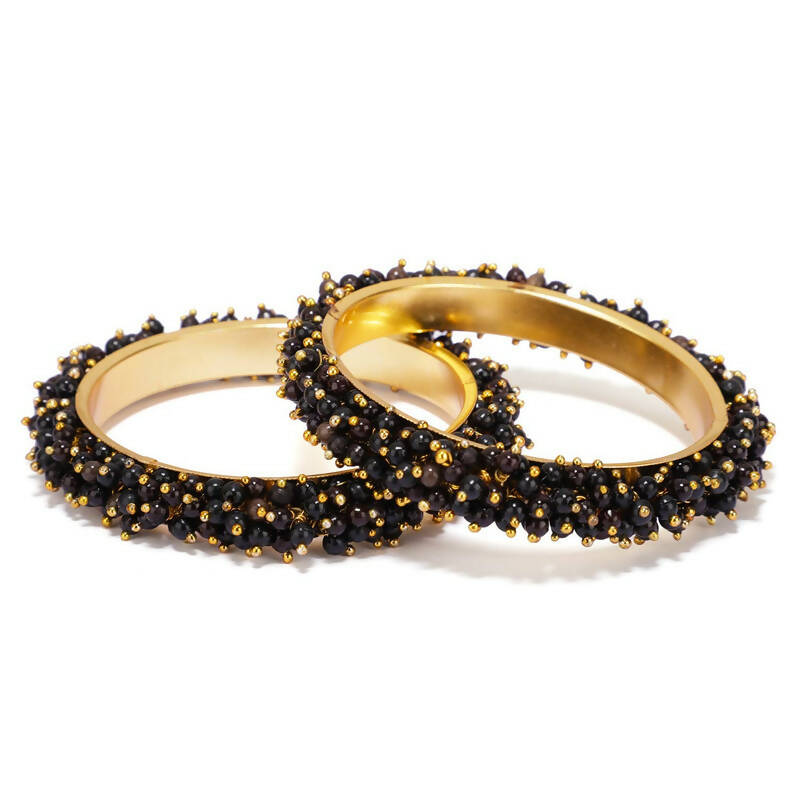 Mominos Fashion Joharkamal Gold-Plated Black Beads Work Bangles - Distacart
