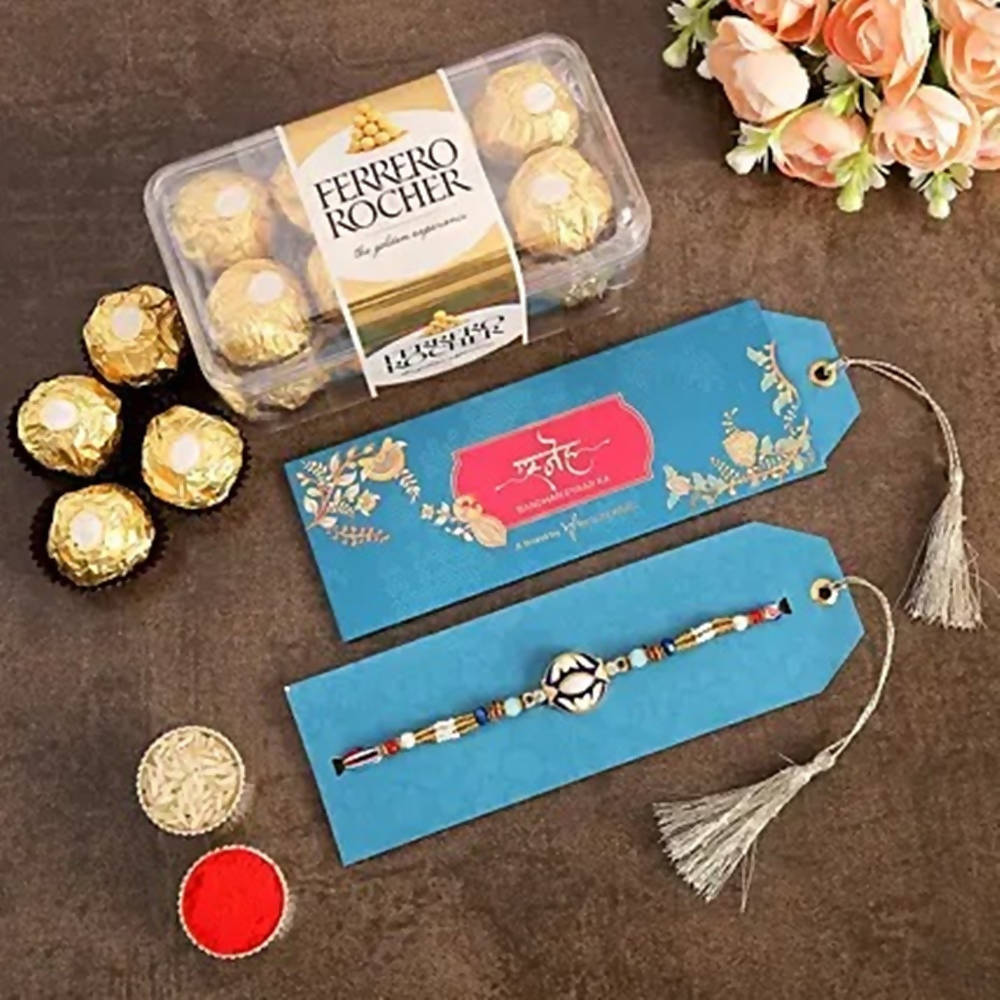 Meenakari Charm Rakhi & Ferrero Rocher Box - Distacart