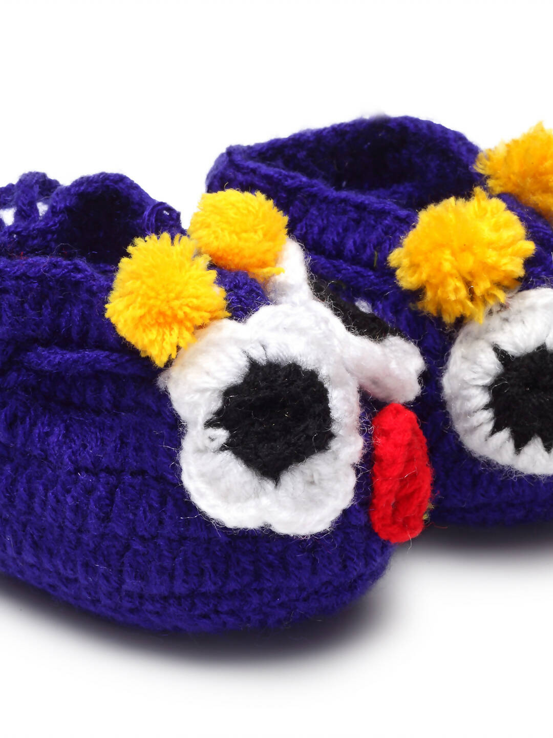 Chutput Kids Woollen Hand Knitted Monster Face Booties - Blue - Distacart
