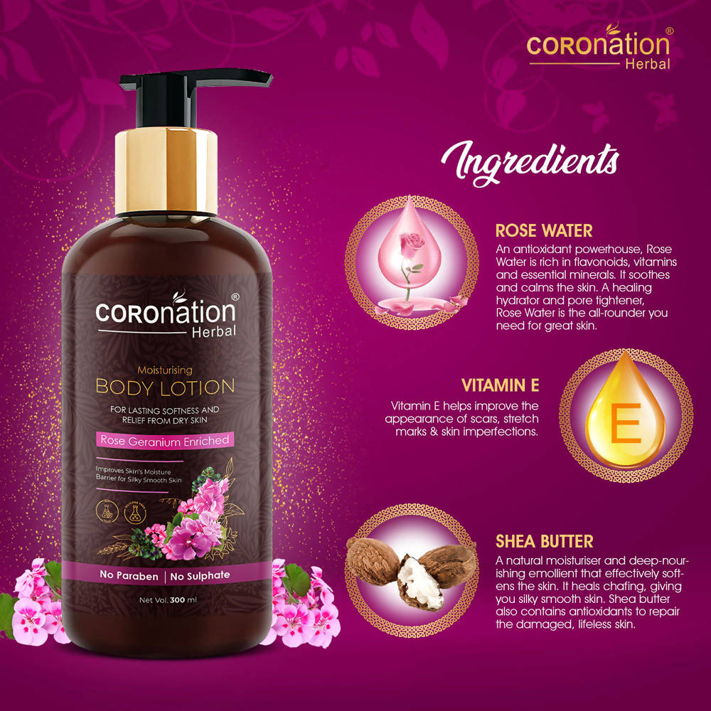Coronation Herbal Rose Geranium Enriched Body Lotion - Distacart
