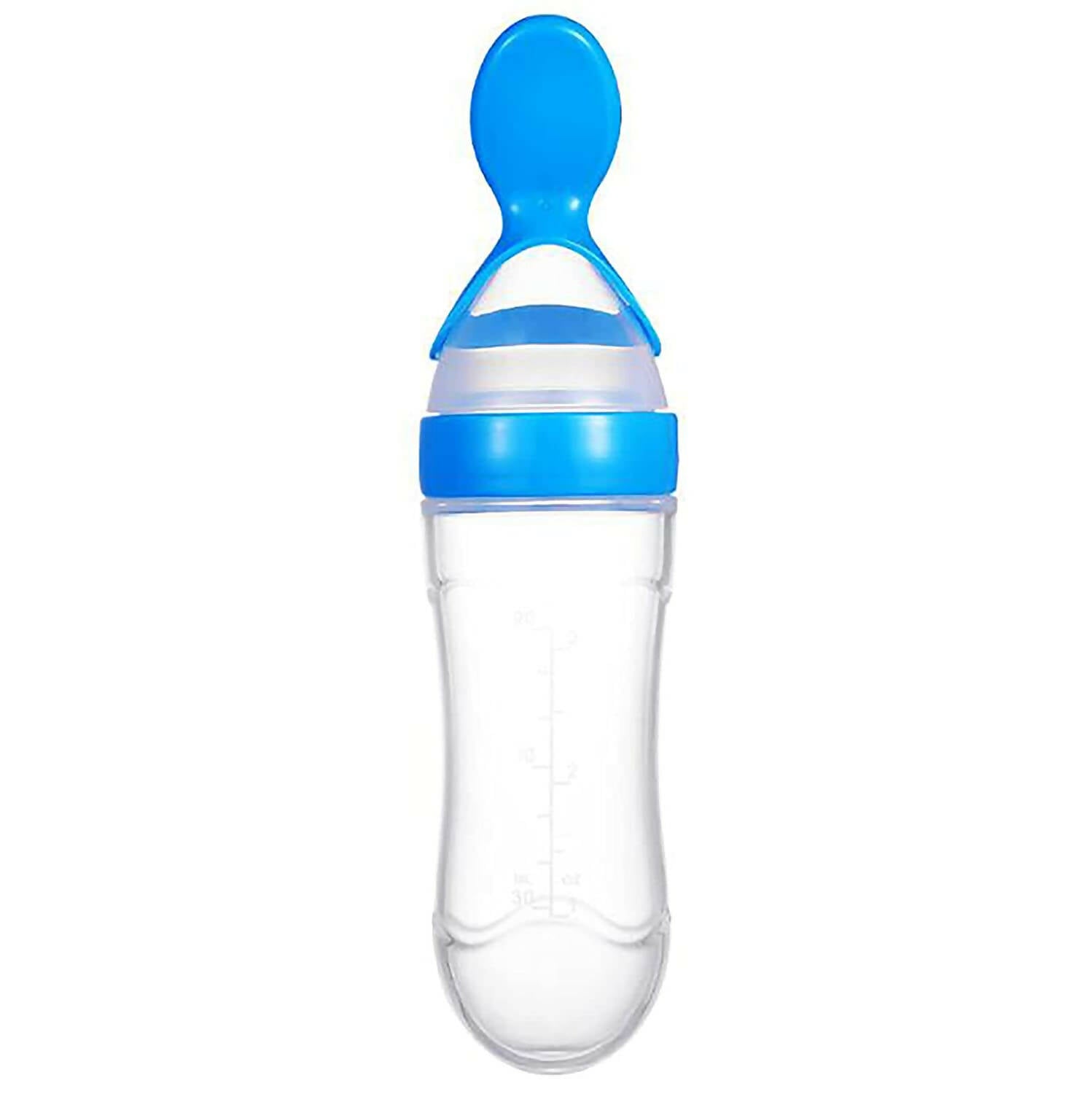 Safe-O-Kid Easy Squeezy Silicone Food Feeder Spoon (Soft Tip) Bottle- Blue- 90mL - Distacart