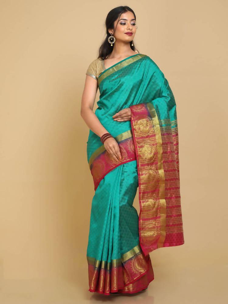 Kalamandir Floral Green Pashmina Saree