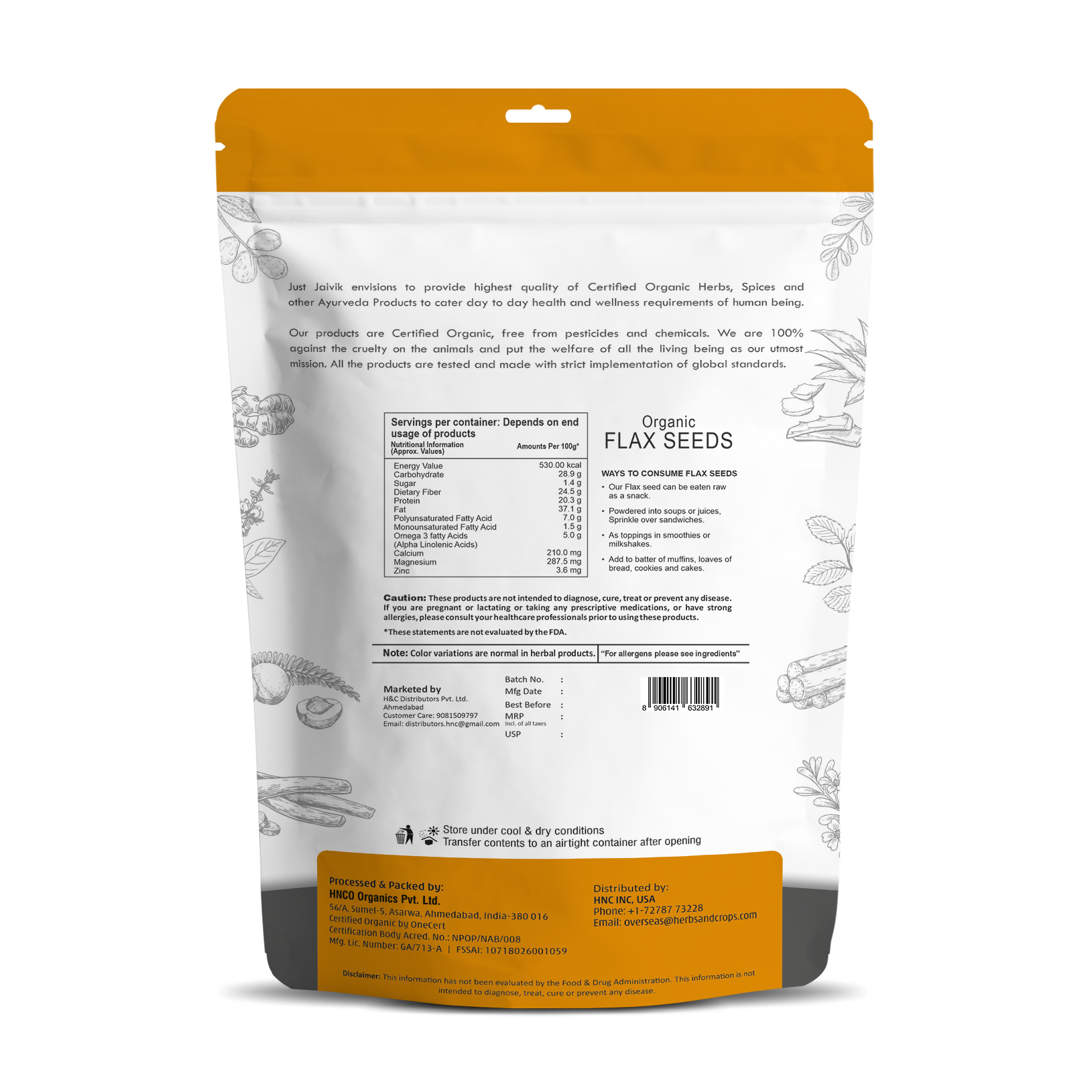 Just Jaivik Organic Flax Seeds - Distacart
