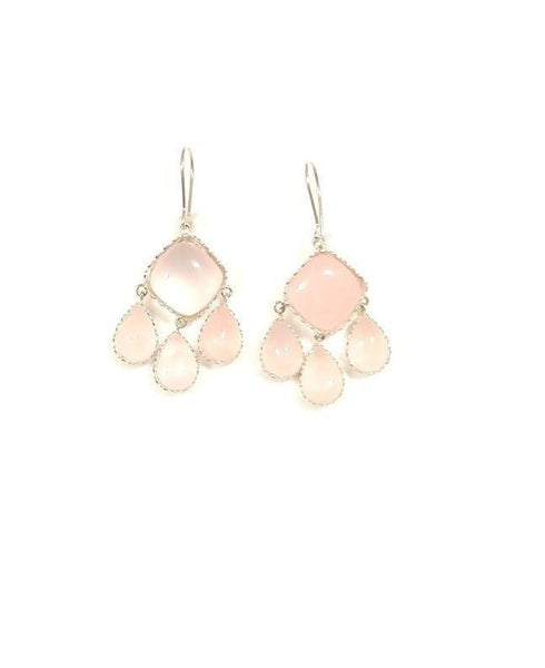 Bling Accessories Statement Rose Quartz Semi Precious Stone Earrings