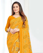 Thumbnail for Yellow Georgette Bandhani Printed Saree With Unstitched Blouse Piece - Jyoti - Distacart