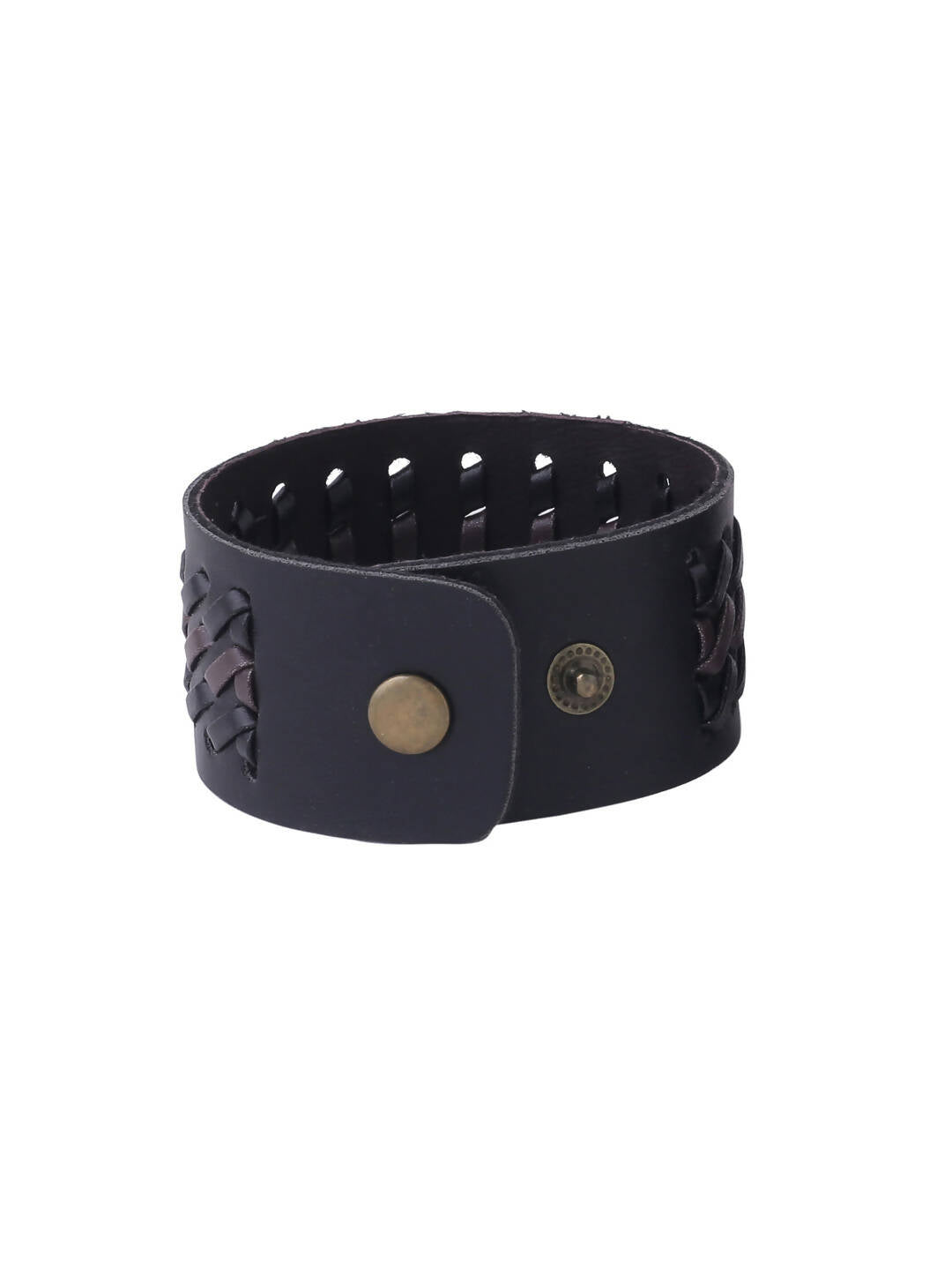 NVR Men's Black Leather Bracelet - Distacart