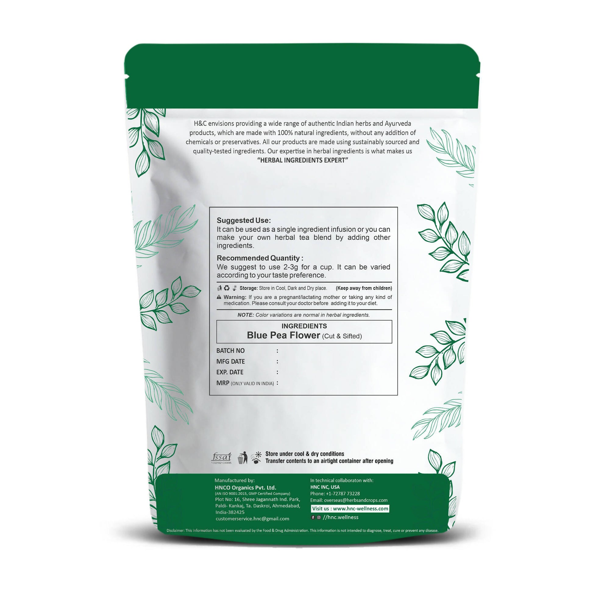 H&C Herbal Blue Pea Flower Cut & Sifted Herbal Tea Ingredient - Distacart