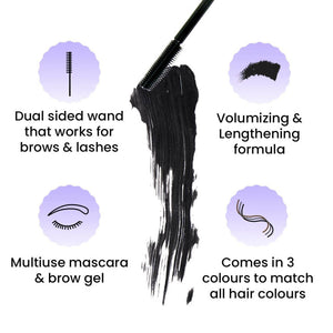 FAE Beauty 2 in 1 Brows X Lashes Brash Dual Mascara and Brow Gel - Jet Black - Distacart