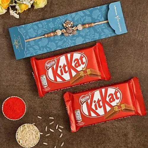 Enticing Ganesha Rakhi & Nestle Kitkat