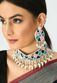 Thumbnail for Mominos Fashion Johar Kamal Handicraft Multi Pearls Necklace with Earrings For Women - Distacart