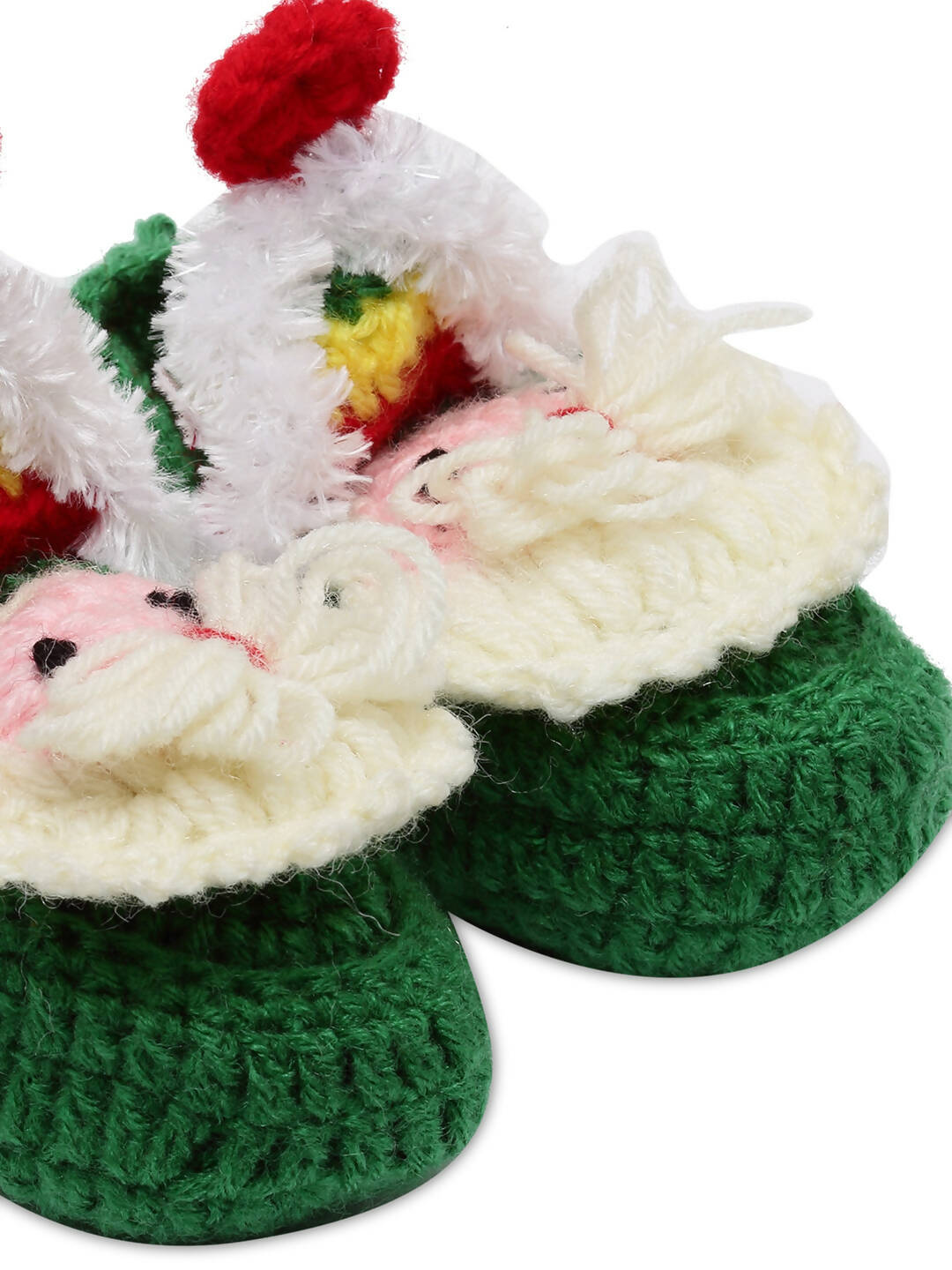 Chutput Kids Woollen Hand Knitted Cartoon Detailed Booties - Green - Distacart