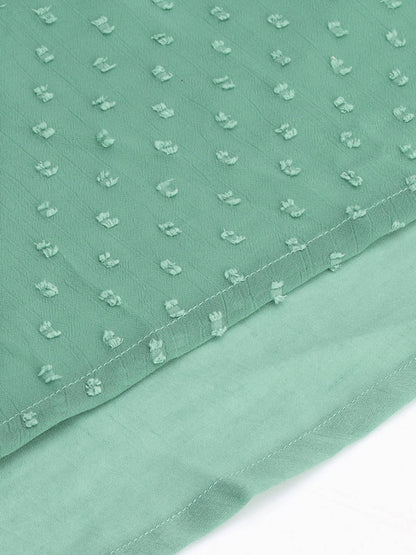 Janasya Green Solid Dobby Weave Kurta - Distacart