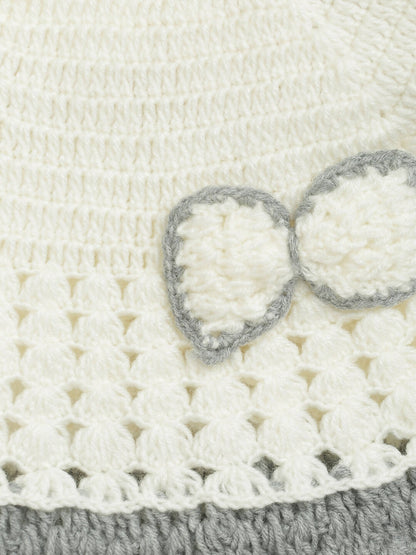ChutPut Hand knitted Crochet Wool Dress - White - Distacart
