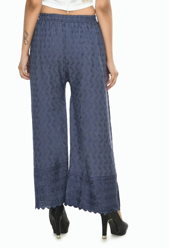 Mominos Fashion Moeza Reyon Cotton Grey Color Chikan Work Palazzo