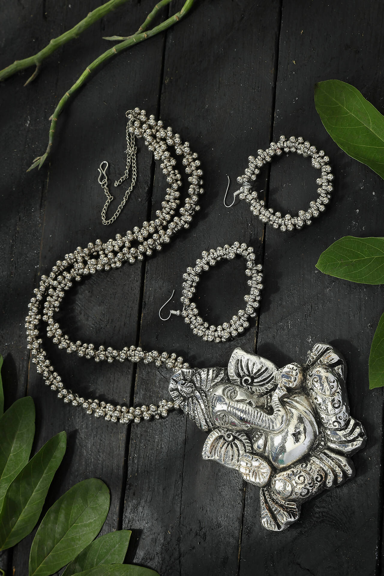 Mominos Fashion Johar Kamal Silver-Plated Brass Finish Ganesha Long Neckalce For Women - Distacart