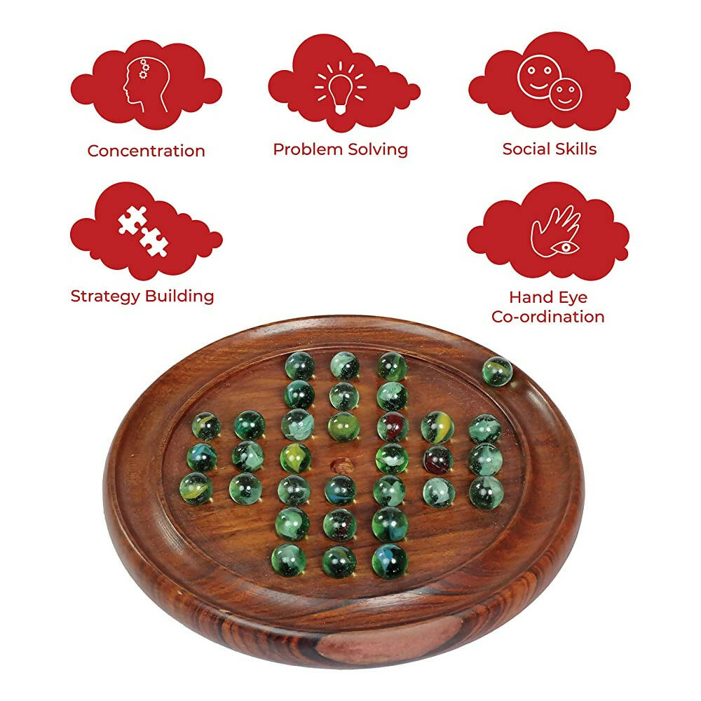 Desi Toys Solitaire , Brainvita , Buddhijaal Game with Marbles - Distacart