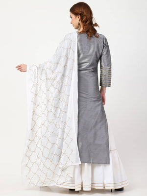 Cheera Kurta With Skirt & Embroidered Dupatta set (CH108KSD) - Distacart