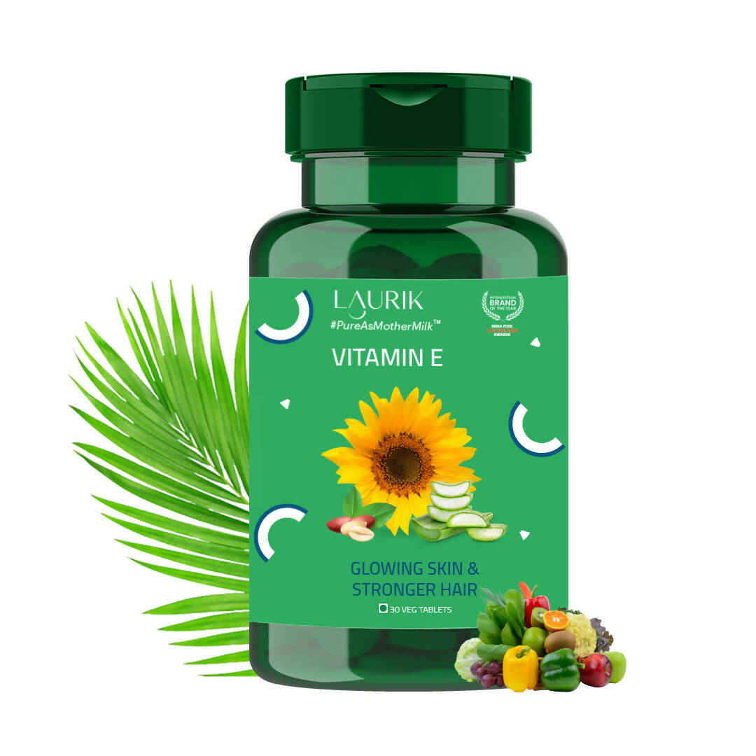 Laurik Plant Based Natural Vit-E Tablets For Glowing Skin & Health Care With Sunflower Oil, Aloe Vera Oil & Argan Oil - Distacart