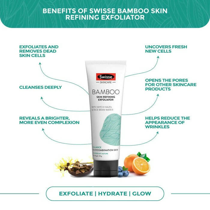 Swisse Skincare Bamboo Skin Refining Exfoliator With Witch Hazel & Rice Bran Water - Distacart