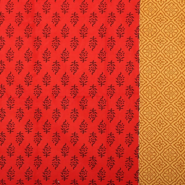 Vamika Printed Cotton Cream & Red Color Bedsheet With Pillow Covers (LEOC_GADD_R) - Distacart