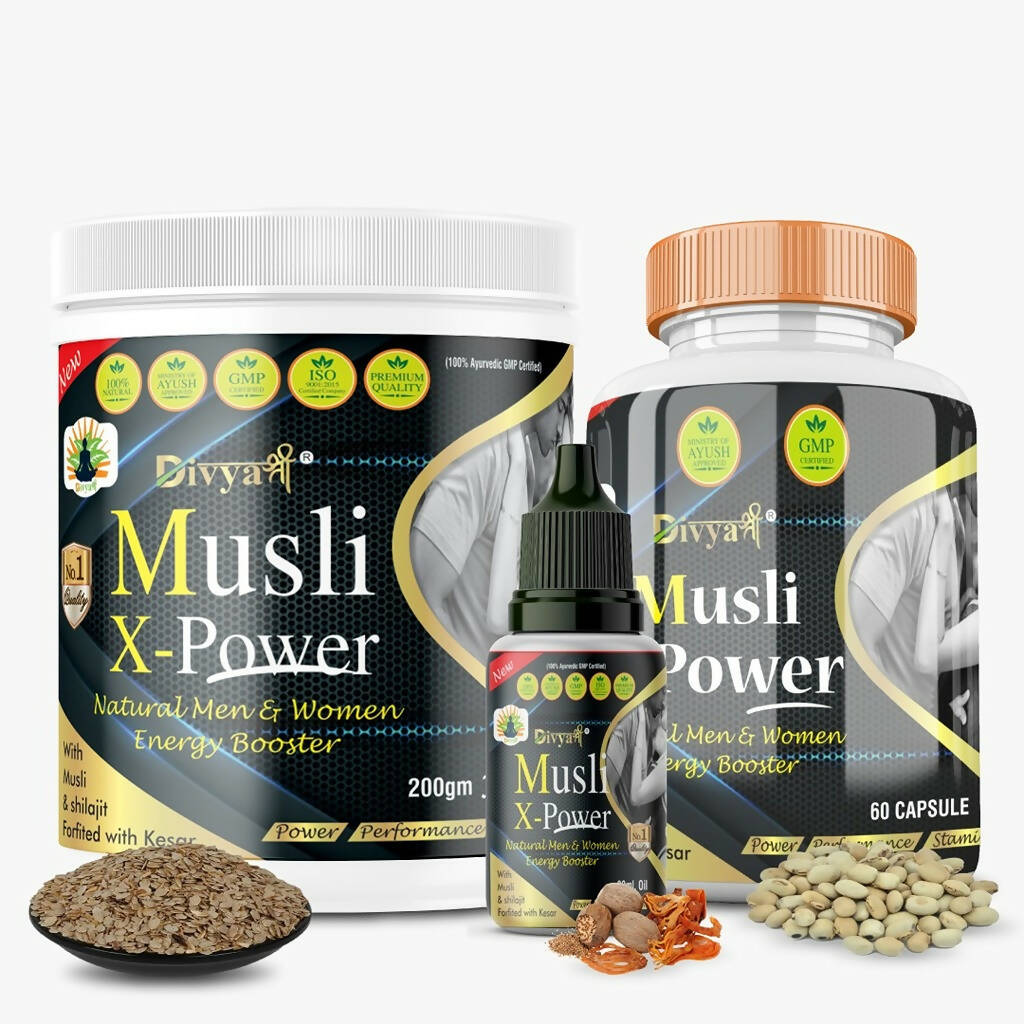 Divya Shree Musli X-Power Cap, Oil and Prash Combo - Distacart