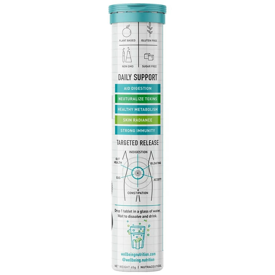 Wellbeing Nutrition Probiotic + Prebiotic Effervescent Tablets-Green Apple & Mint Flavor - Distacart