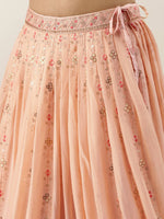 Thumbnail for House of Panchhi Women Peach Pure Georgette Embroidered Lehenga & Blouse, Dupatta - Distacart