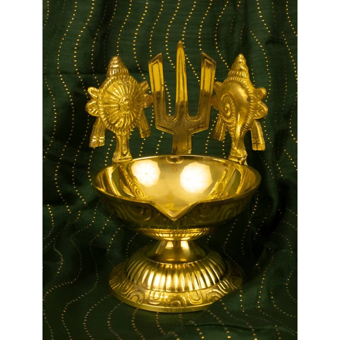 Spillbox Gold-Toned Brass Namah Kuber Diya Pooja Essential - Distacart
