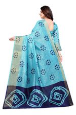 Thumbnail for Vamika Ethnic Fire Navy Jari Border Linen Saree - Distacart