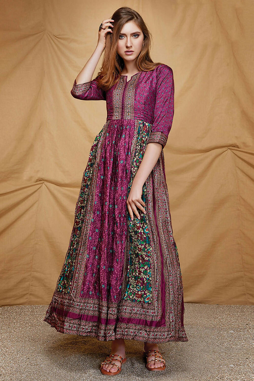 Designer casual Purple Dola Silk Gown - Anbazaar - Distacart