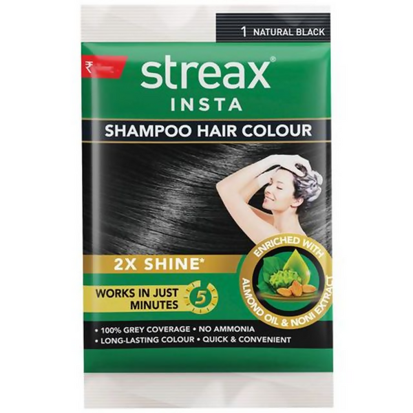 Streax Insta Shampoo Hair Color - Natural Black - Distacart