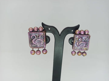 Terracotta Beautiful Swan Studs-Lavender