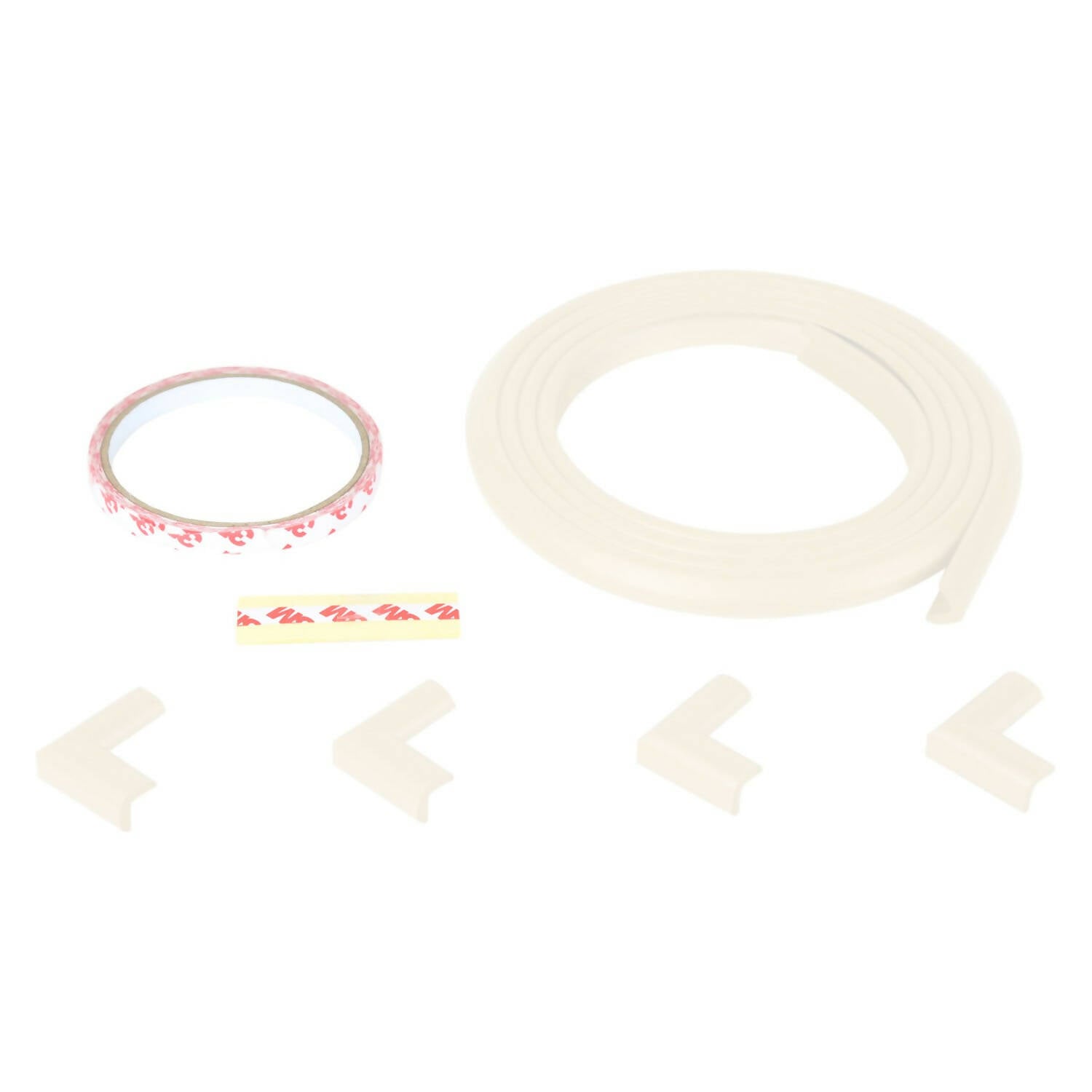 Safe-O-Kid Unique High Density L-Shaped 2 Mtr Long Mini 2 Edge Guards With 8 Corner Cushions - Cream - Distacart