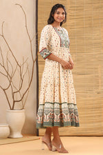 Thumbnail for Juniper Women Ivory Cambric Printed Tiered Dress - Distacart