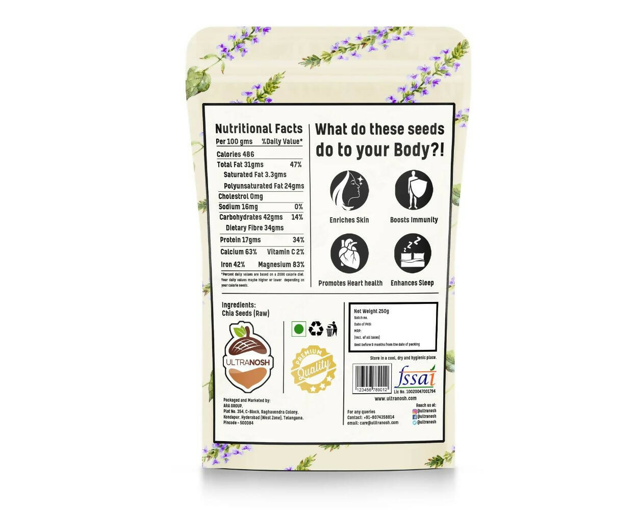 Ultranosh Premium Quality Chia Seeds - Distacart