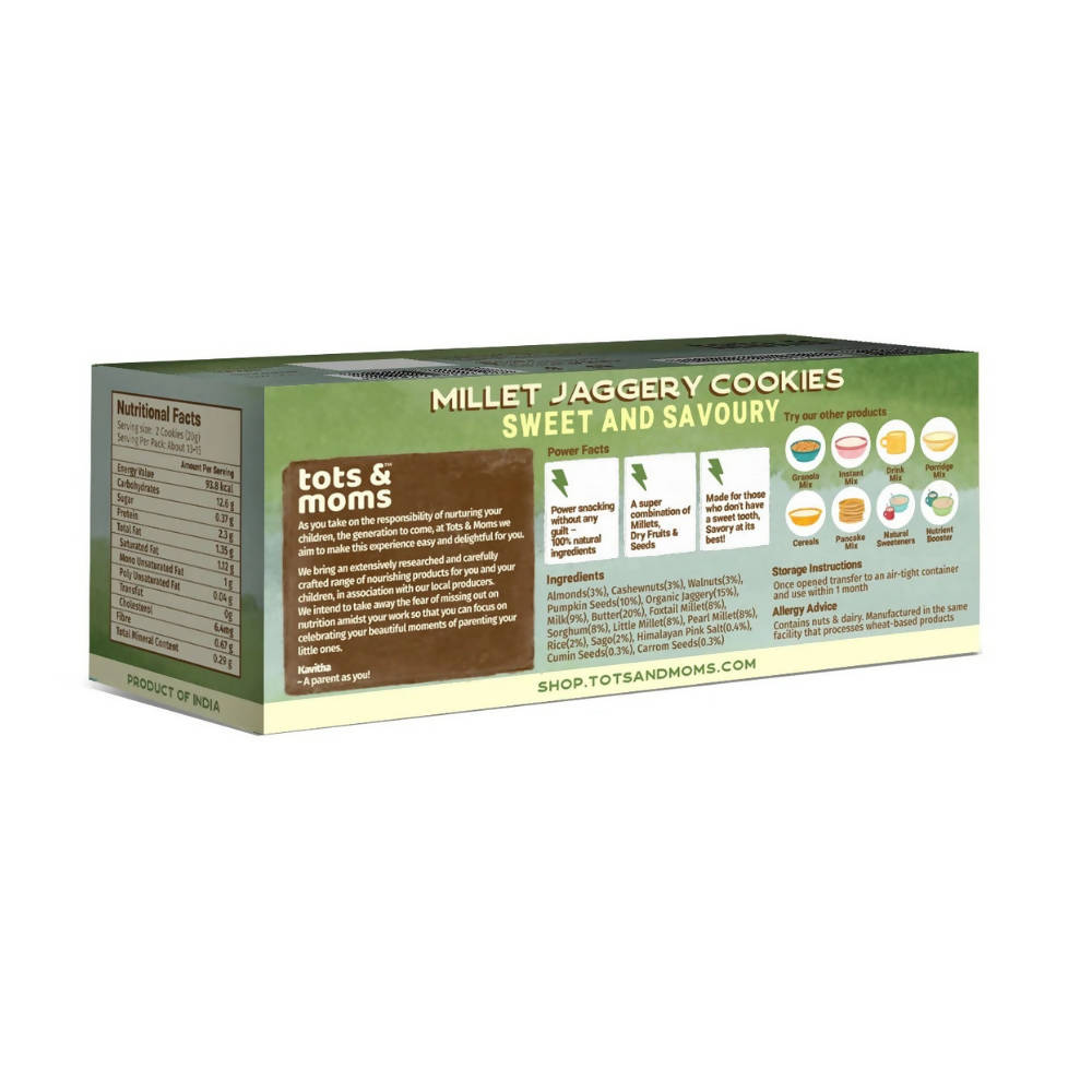 Tots and Moms Millet & Jaggery Cookies Sweet & Savory - Distacart